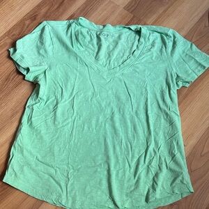 LOFT Light Green V-Neck Short Sleeve Tee